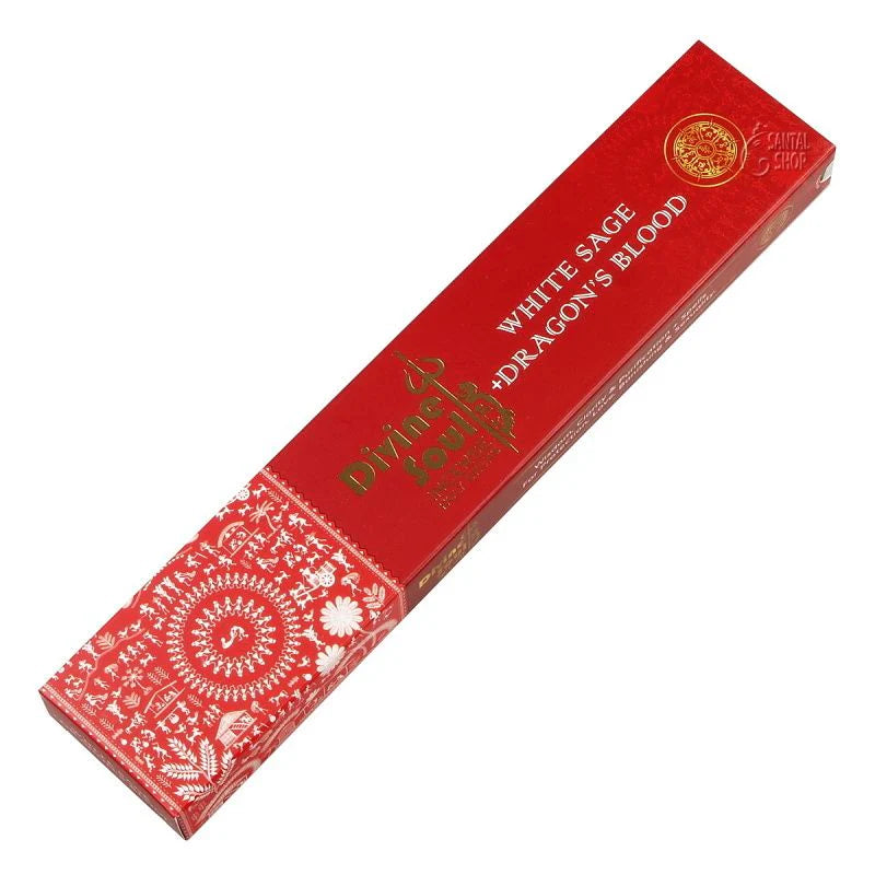 DIVINE SOUL Incense Holy Sticks (White Sage + Dragons Blood)