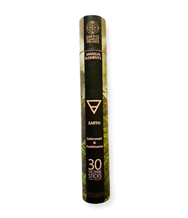 Earth Elements Wellness EARTH (Cedarwood & Frankincense) 30 Incense Sticks w/ Holder