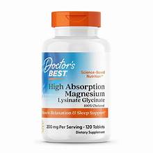 Doctor's Best Magnesium Lysinate Glycinate 200mg 120 Tabs