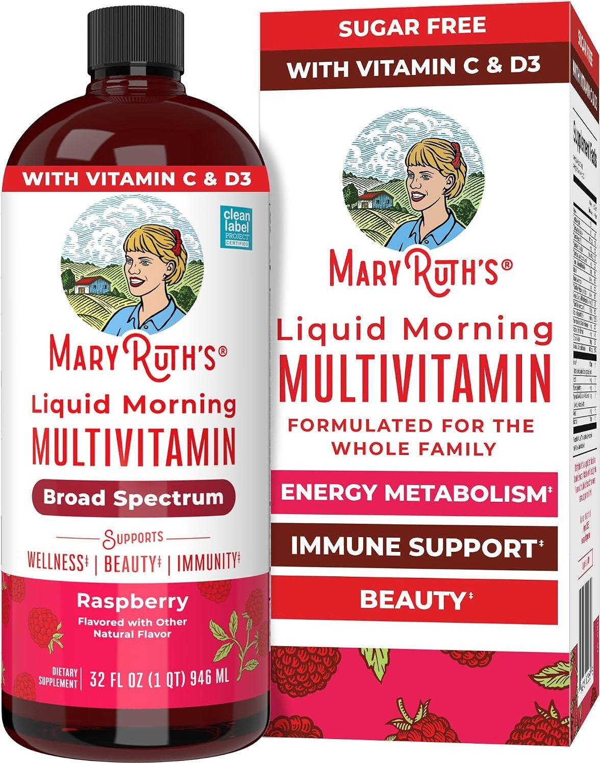 Mary Ruth Broad Spectrum Liquid Multivitamin- Raspberry (32fl oz)