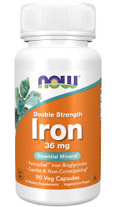 NOW Double Strength Iron 36mg (90 V Caps)