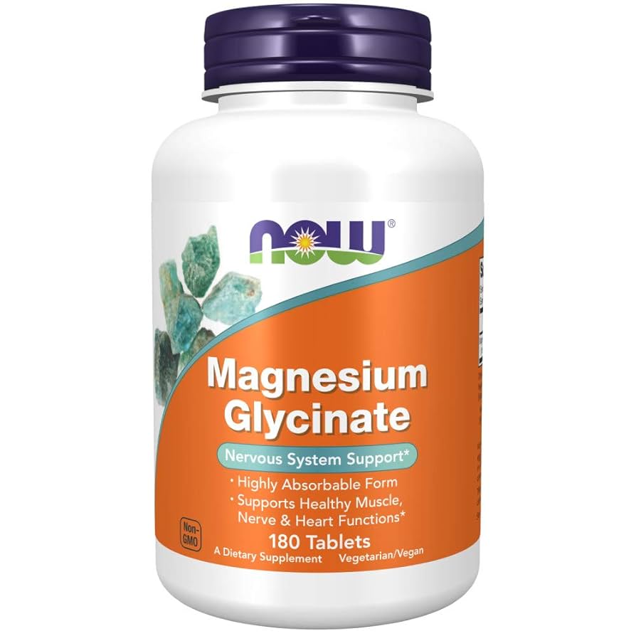 NOW Magnesium Glycinate & Bioperine 180 Vcaps