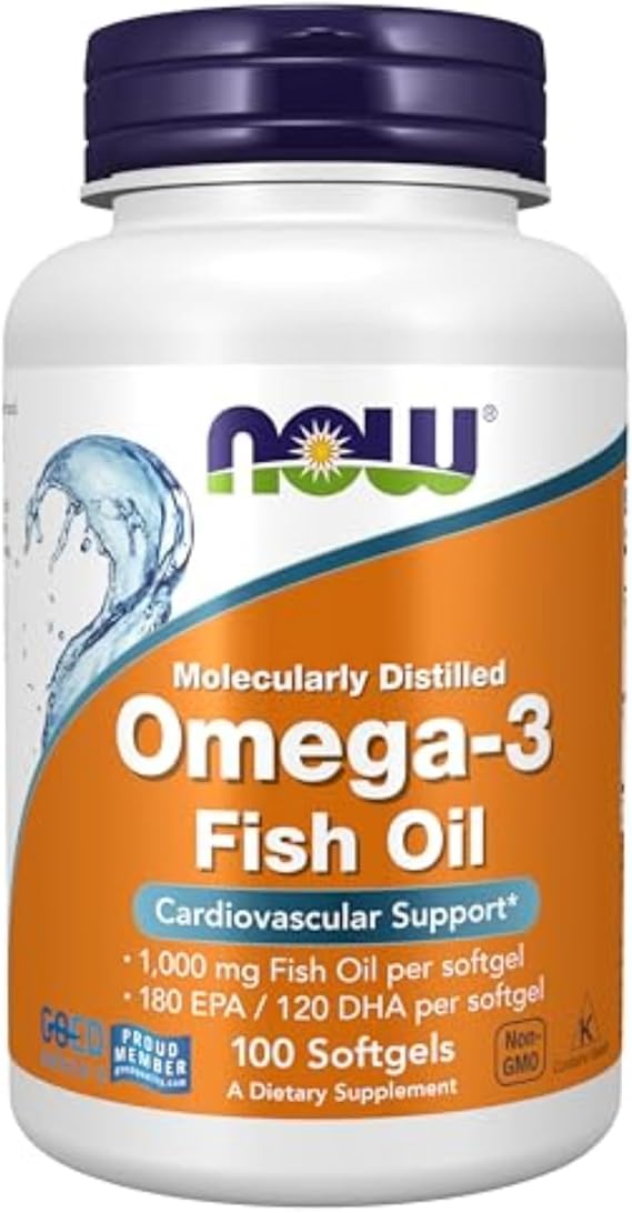 NOW Molecularly Distilled Omega-3/ Fish Oil (1000mg/100 Softgels)