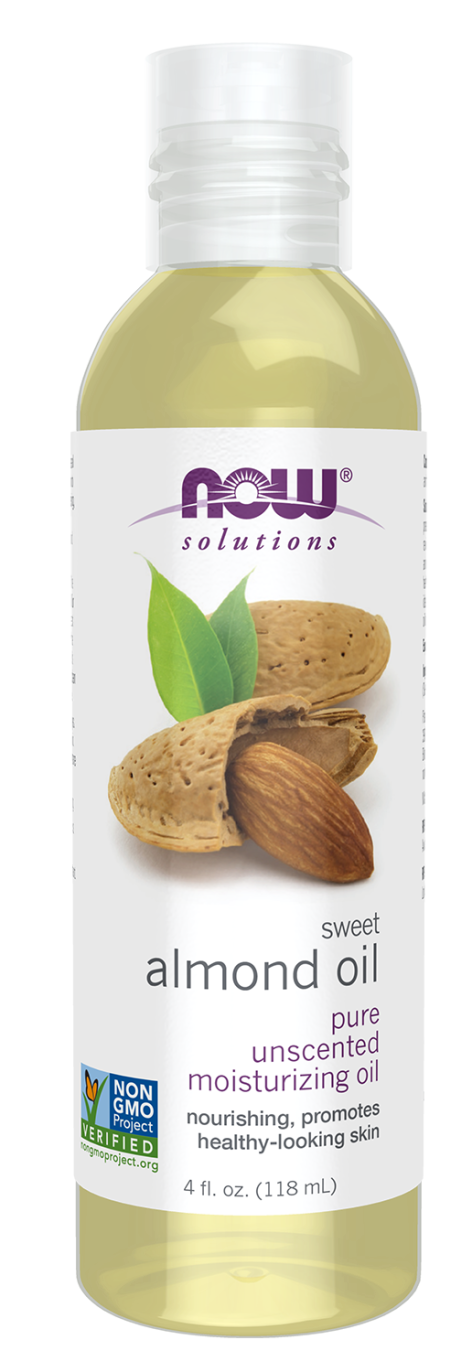 NOW Solutions Sweet ALMOND OIL Pure  Unscented Moisturizing Oil 4fl. oz/118ml