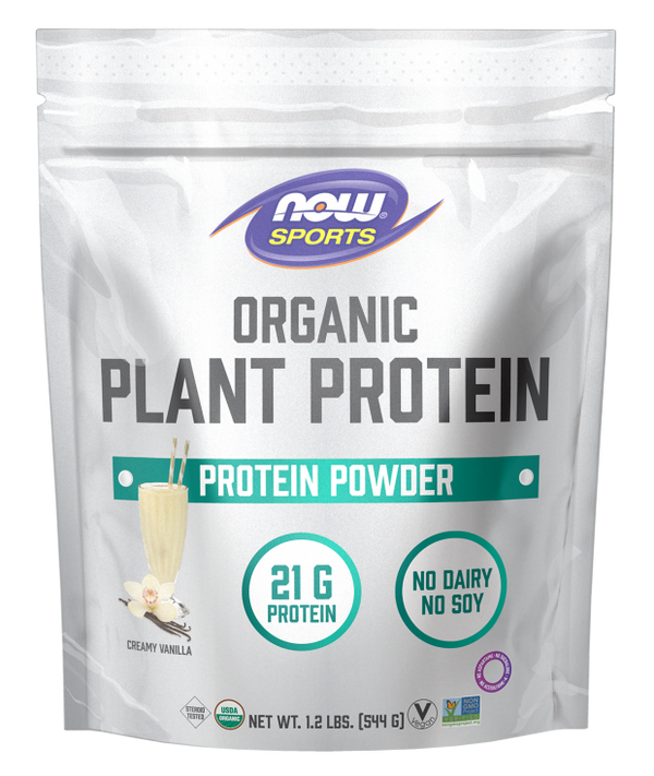 NOW Sports Organic Plant Protein 1.2LBS/544G (Creamy Vanilla)