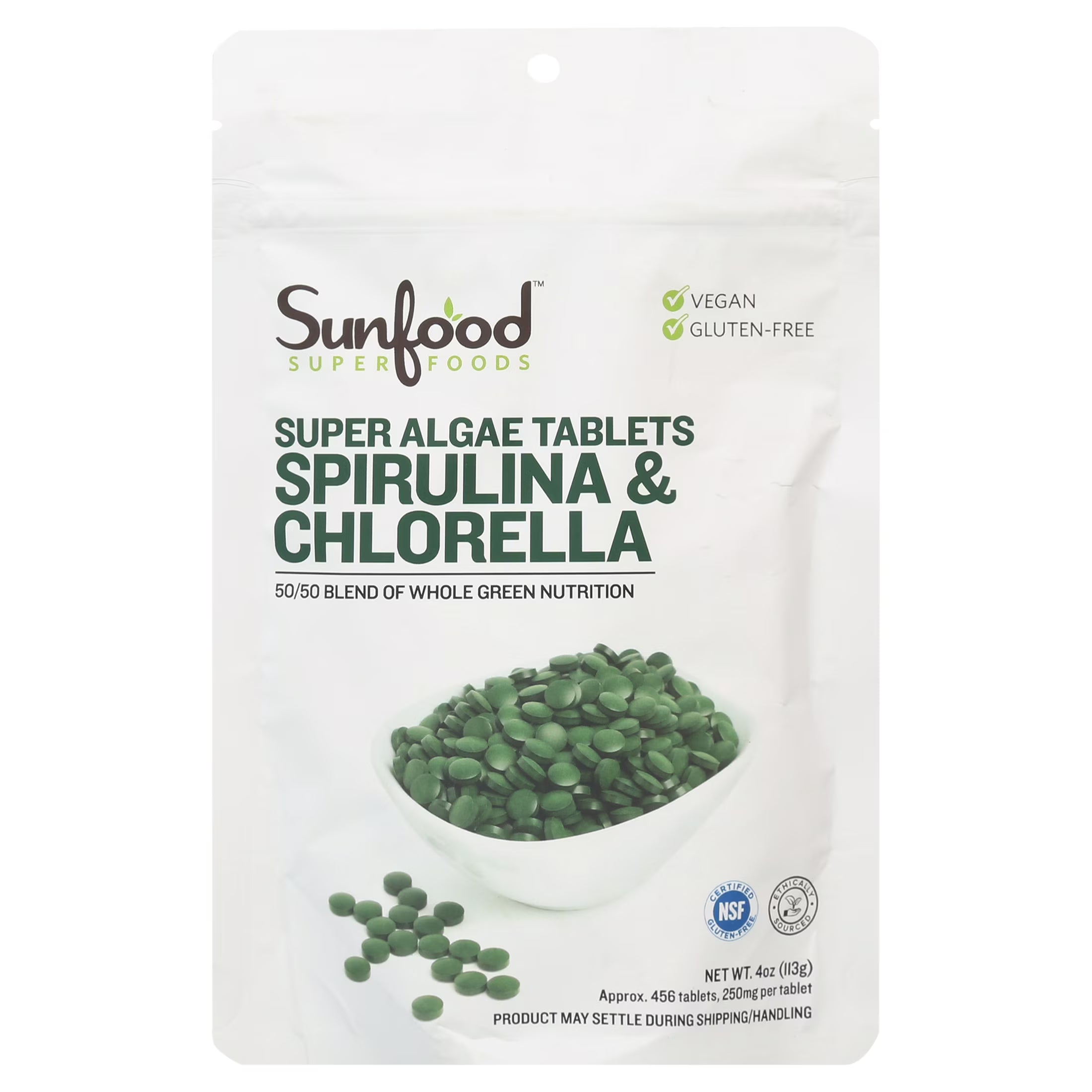 Sunfood Spirulina & Chlorella Tabs 4 Oz