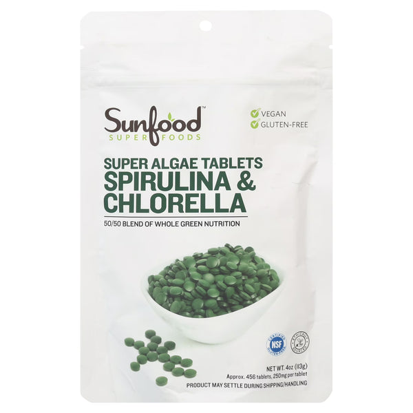 Sunfood Spirulina & Chlorella Tabs 4 Oz