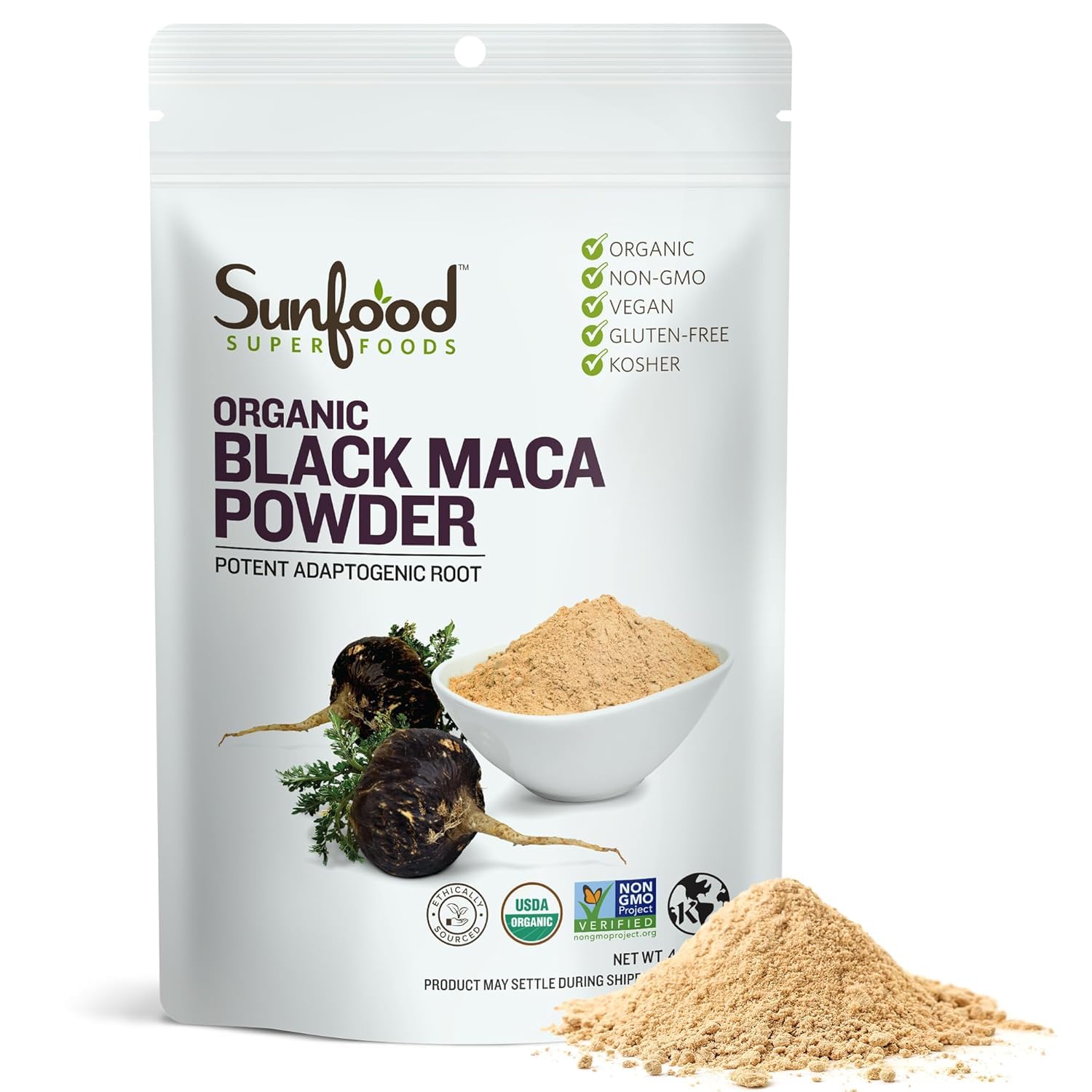 Sunfood Organic Raw Black Maca Powder 4oz