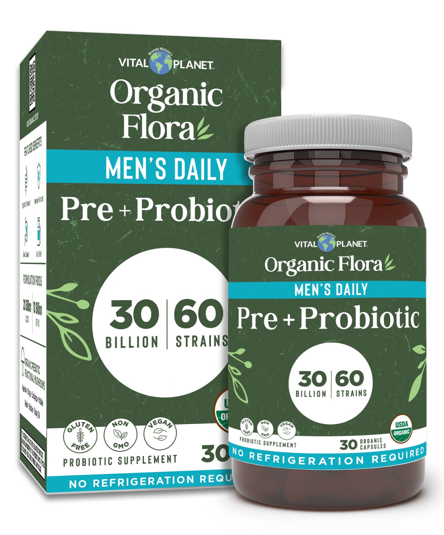 Vital Flora Organic Men's Daily Pre+Probiotic (30caps)